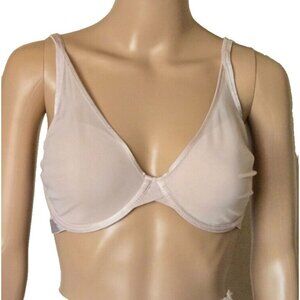 SOMA Lightest Lift Mesh Plunge Bra Lined Underwire lined beige size 34DD